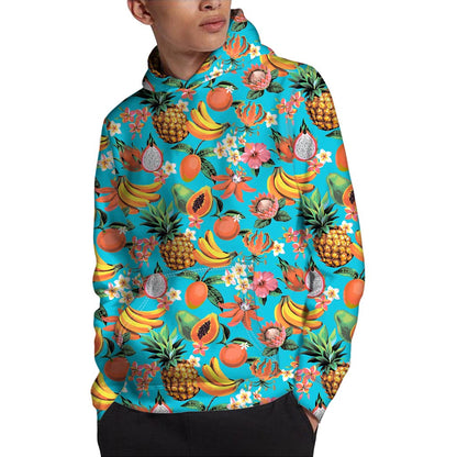 Vintage Tropical Fruits Pattern Print Pullover Hoodie