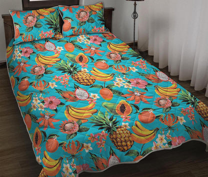 Vintage Tropical Fruits Pattern Print Quilt Bed Set