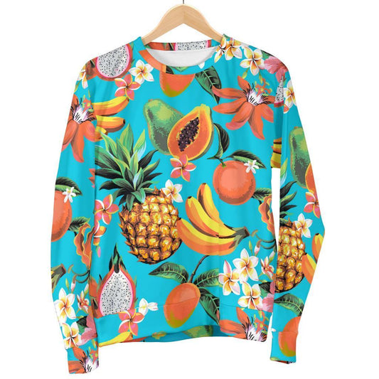 Vintage Tropical Fruits Pattern Print Women's Crewneck Sweatshirt GearFrost