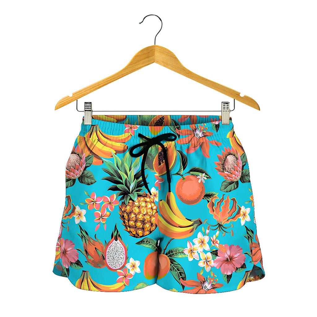 Vintage Tropical Fruits Pattern Print Women's Shorts