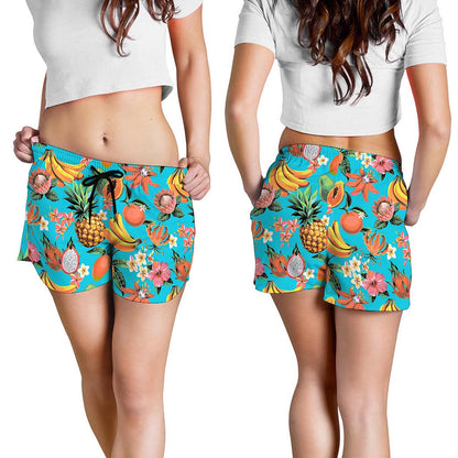 Vintage Tropical Fruits Pattern Print Women's Shorts