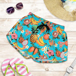 Vintage Tropical Fruits Pattern Print Women's Shorts