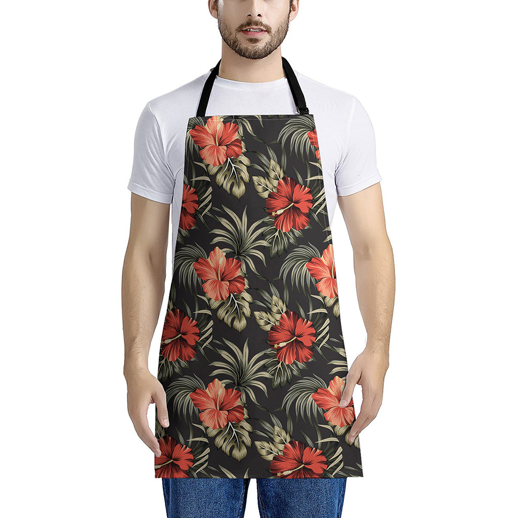 Vintage Tropical Hibiscus Floral Print Apron