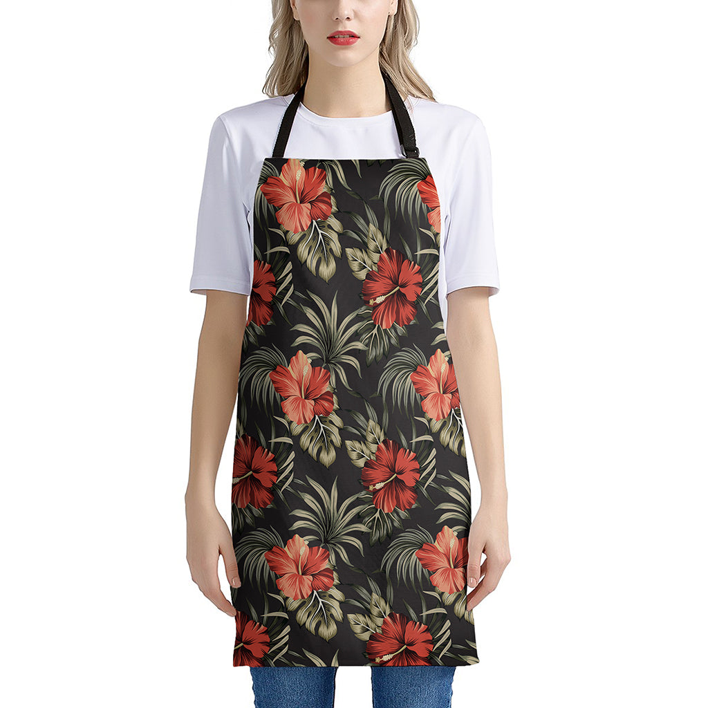 Vintage Tropical Hibiscus Floral Print Apron