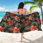 Vintage Tropical Hibiscus Floral Print Beach Sarong Wrap