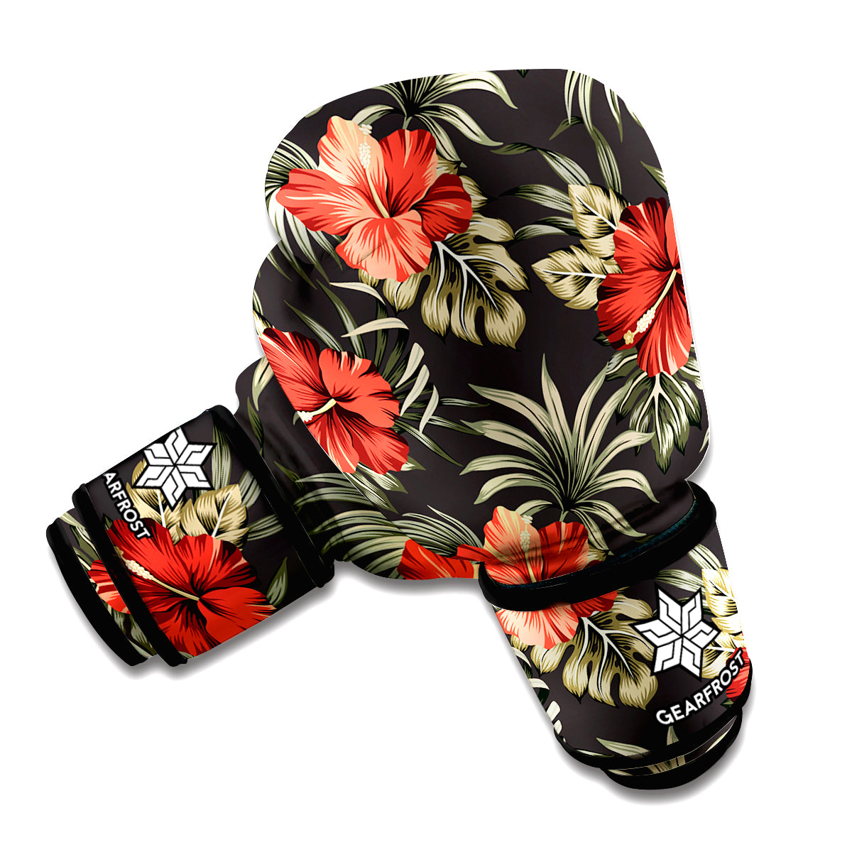 Vintage Tropical Hibiscus Floral Print Boxing Gloves
