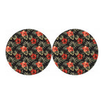Vintage Tropical Hibiscus Floral Print Car Coasters