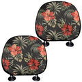 Vintage Tropical Hibiscus Floral Print Car Headrest Covers