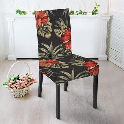 Vintage Tropical Hibiscus Floral Print Dining Chair Slipcover