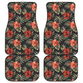 Vintage Tropical Hibiscus Floral Print Front and Back Car Floor Mats
