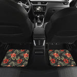 Vintage Tropical Hibiscus Floral Print Front and Back Car Floor Mats