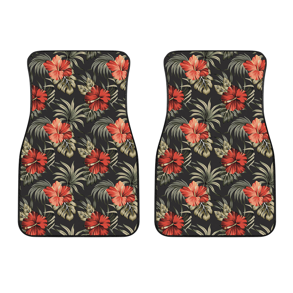 Vintage Tropical Hibiscus Floral Print Front Car Floor Mats