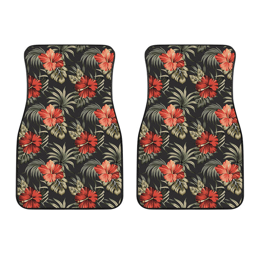 Vintage Tropical Hibiscus Floral Print Front Car Floor Mats