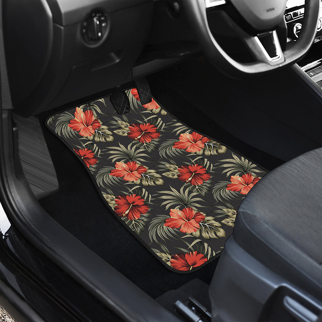 Vintage Tropical Hibiscus Floral Print Front Car Floor Mats