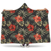 Vintage Tropical Hibiscus Floral Print Hooded Blanket