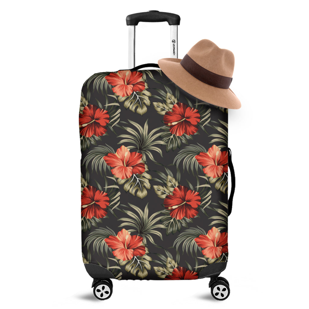 Vintage Tropical Hibiscus Floral Print Luggage Cover