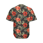 Vintage Tropical Hibiscus Floral Print Men's Baseball Jersey