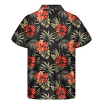 Vintage Tropical Hibiscus Floral Print Men's Short Sleeve Shirt