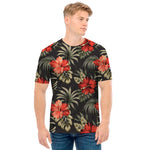 Vintage Tropical Hibiscus Floral Print Men's T-Shirt