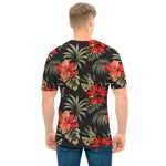 Vintage Tropical Hibiscus Floral Print Men's T-Shirt