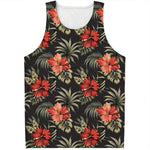 Vintage Tropical Hibiscus Floral Print Men's Tank Top