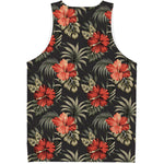 Vintage Tropical Hibiscus Floral Print Men's Tank Top