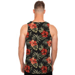 Vintage Tropical Hibiscus Floral Print Men's Tank Top