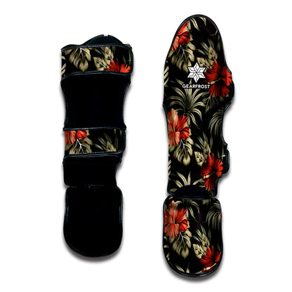Vintage Tropical Hibiscus Floral Print Muay Thai Shin Guard