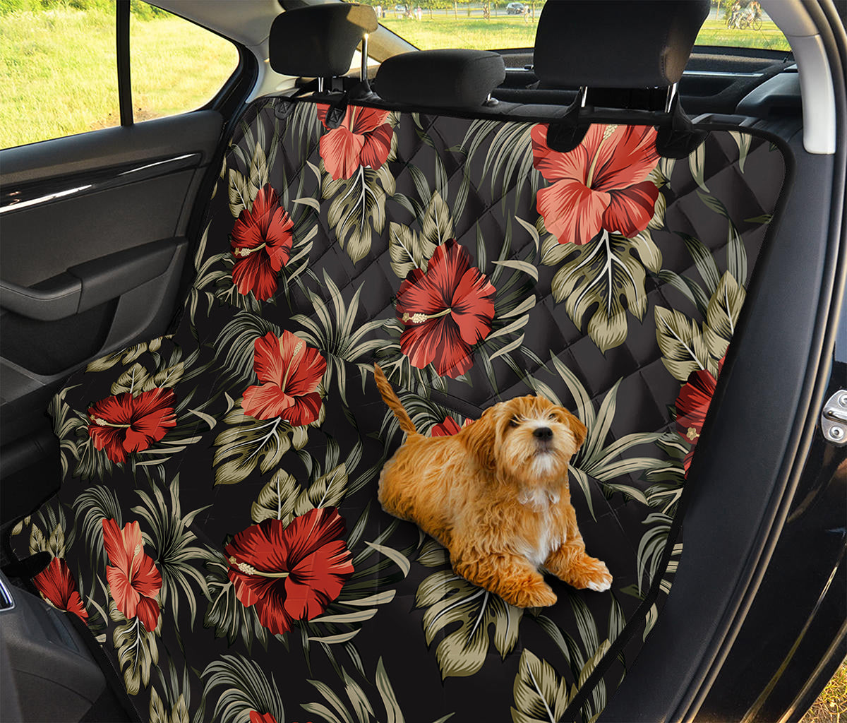 Vintage Tropical Hibiscus Floral Print Pet Car Back Seat Cover