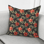Vintage Tropical Hibiscus Floral Print Pillow Cover