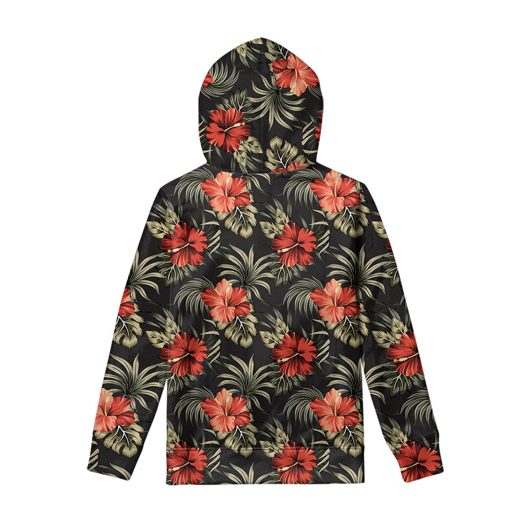 Vintage Tropical Hibiscus Floral Print Pullover Hoodie