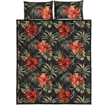 Vintage Tropical Hibiscus Floral Print Quilt Bed Set