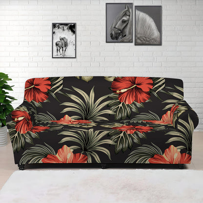 Vintage Tropical Hibiscus Floral Print Sofa Cover