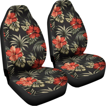 Vintage Tropical Hibiscus Floral Print Universal Fit Car Seat Covers