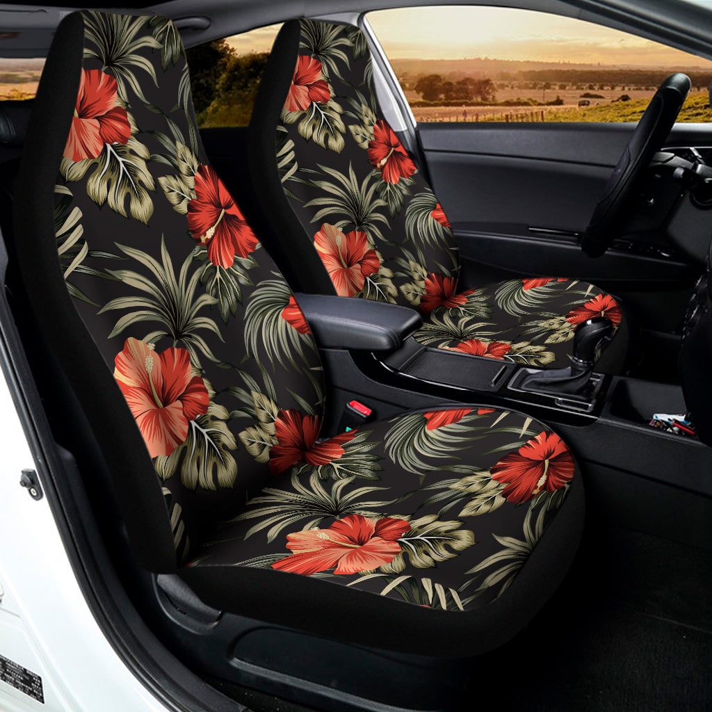 Vintage Tropical Hibiscus Floral Print Universal Fit Car Seat Covers