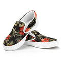 Vintage Tropical Hibiscus Floral Print White Slip On Sneakers