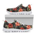Vintage Tropical Hibiscus Floral Print White Running Shoes