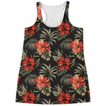Vintage Tropical Hibiscus Floral Print Women's Racerback Tank Top