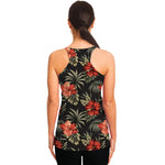Vintage Tropical Hibiscus Floral Print Women's Racerback Tank Top