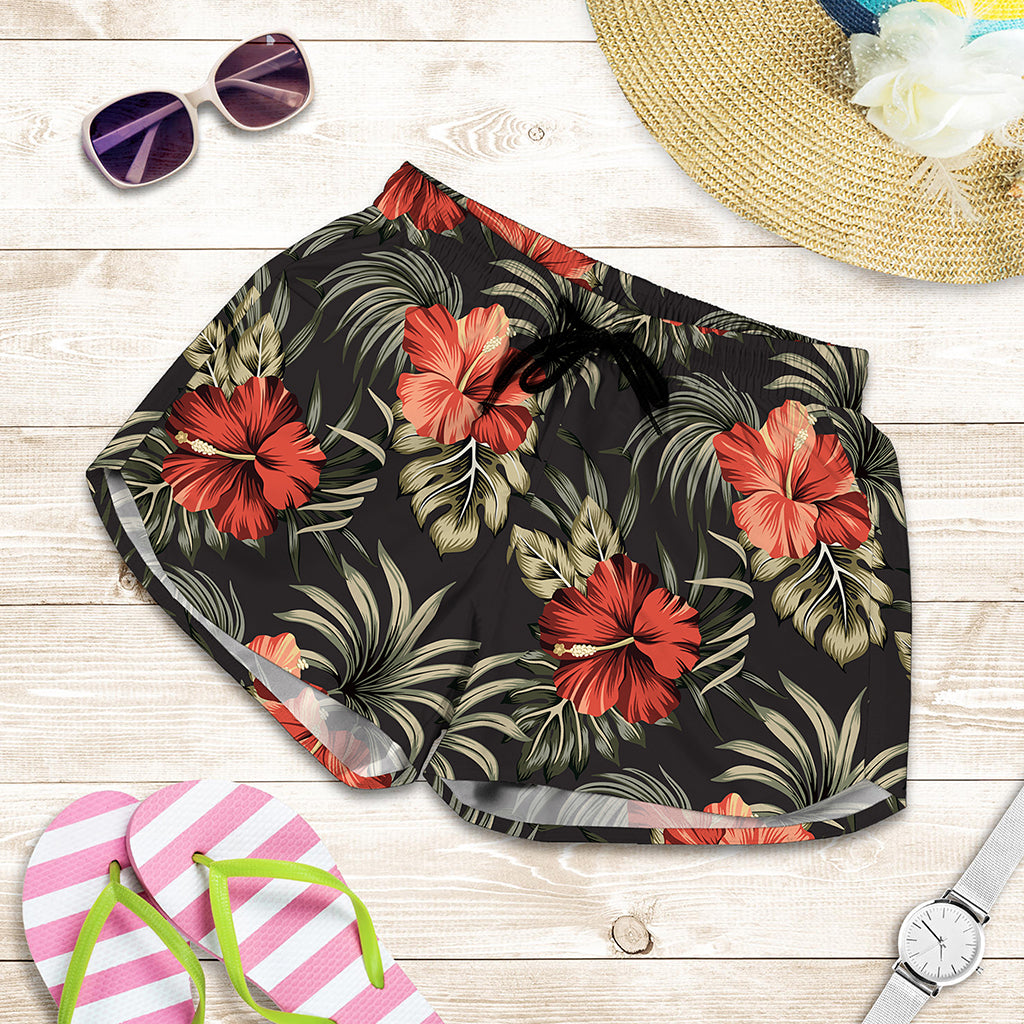 Vintage Tropical Hibiscus Floral Print Women's Shorts