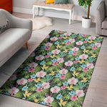 Vintage Tropical Jungle Hawaiian Print Area Rug