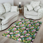 Vintage Tropical Jungle Hawaiian Print Area Rug