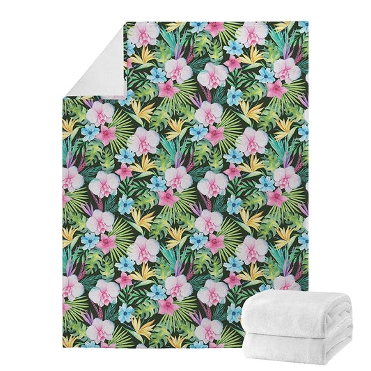 Vintage Tropical Jungle Hawaiian Print Blanket