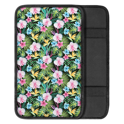 Vintage Tropical Jungle Hawaiian Print Car Center Console Cover