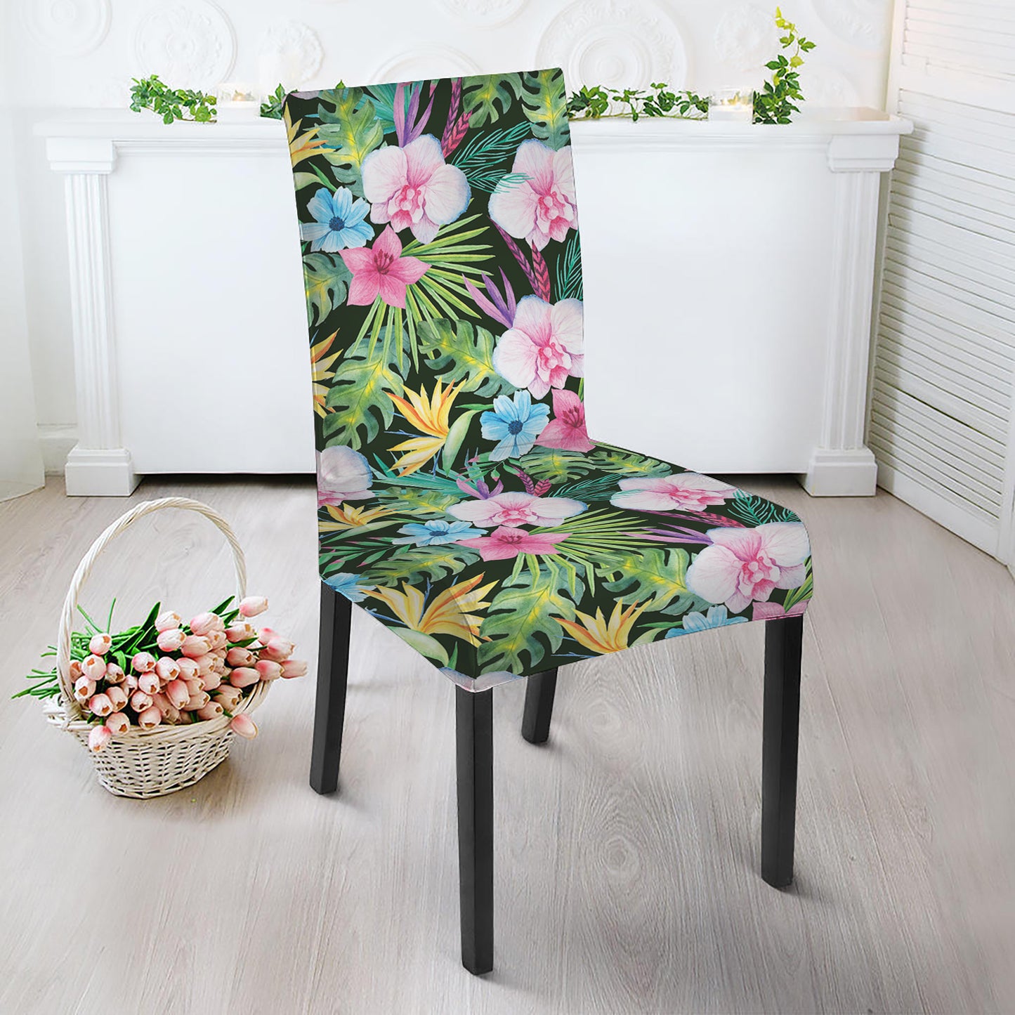 Vintage Tropical Jungle Hawaiian Print Dining Chair Slipcover