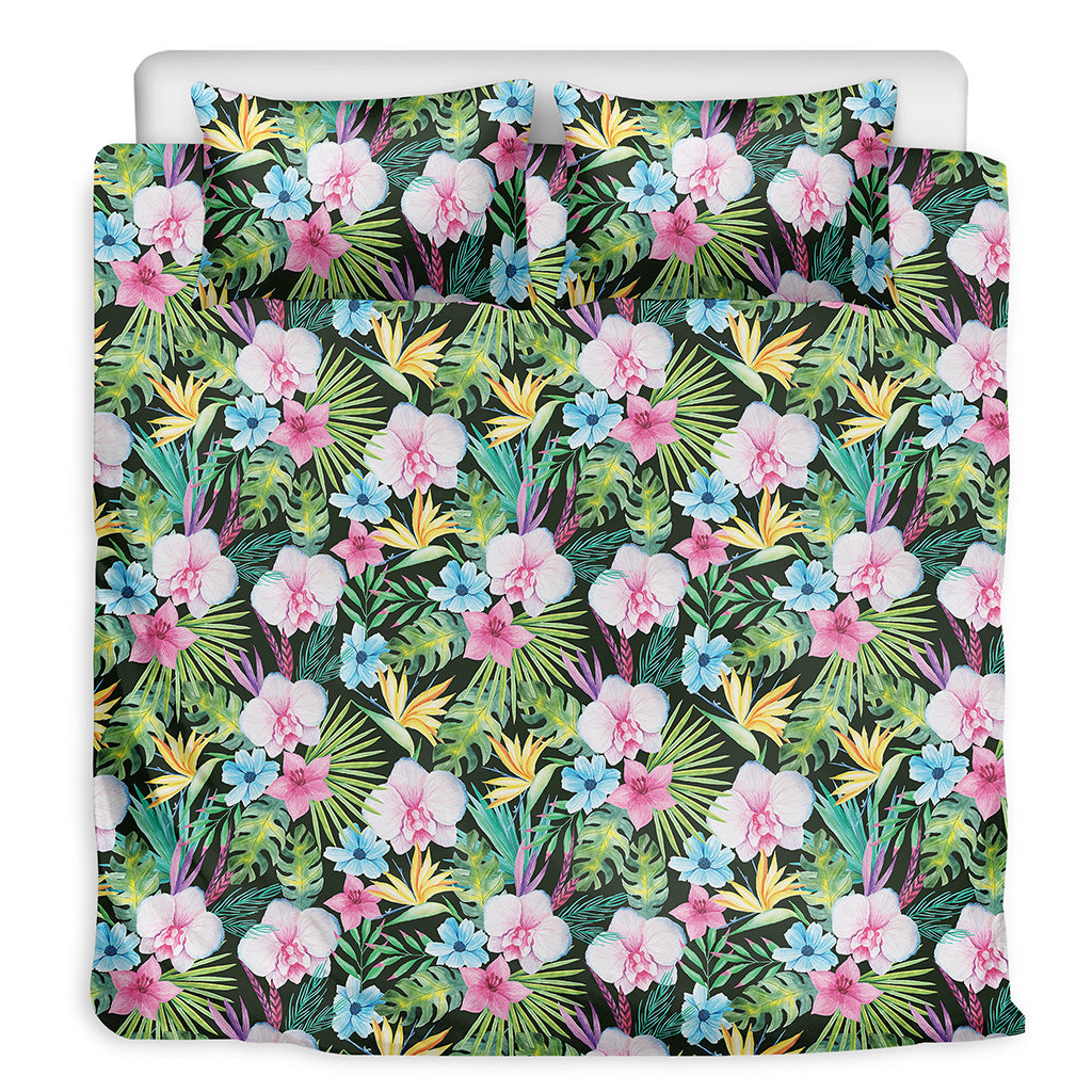 Vintage Tropical Jungle Hawaiian Print Duvet Cover Bedding Set