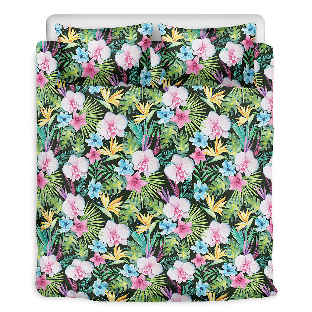 Vintage Tropical Jungle Hawaiian Print Duvet Cover Bedding Set