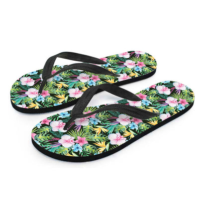 Vintage Tropical Jungle Hawaiian Print Flip Flops