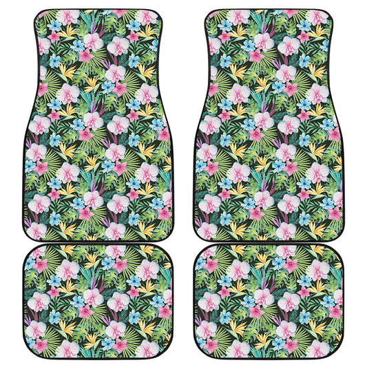 Vintage Tropical Jungle Hawaiian Print Front and Back Car Floor Mats