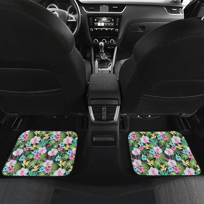 Vintage Tropical Jungle Hawaiian Print Front and Back Car Floor Mats